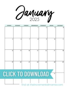 Free Printable 2025 Monthly Calendar Templates - The Incremental Mama