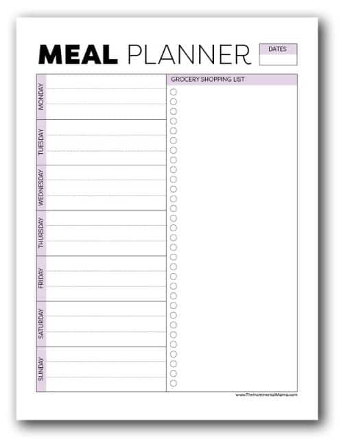 purple meal planner PDF