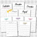 free monthly calendar PDFs