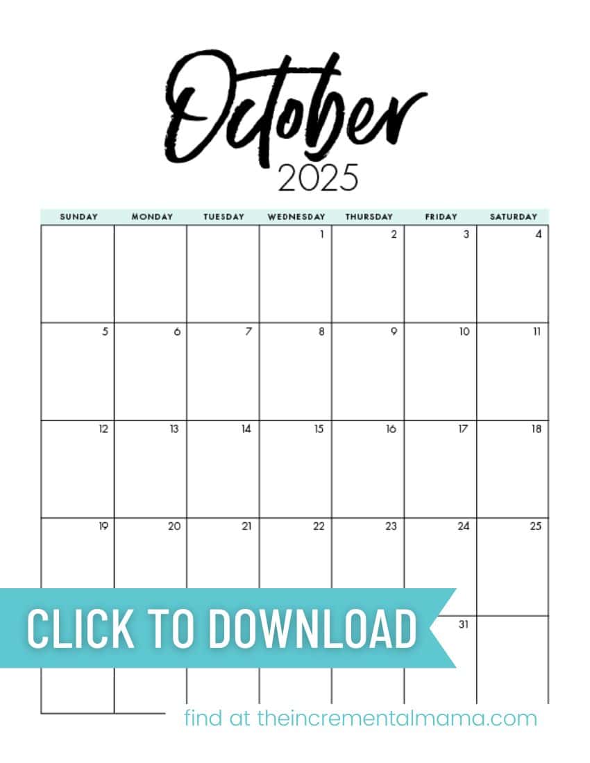 Free Printable 2025 Monthly Calendar Templates The Incremental Mama
