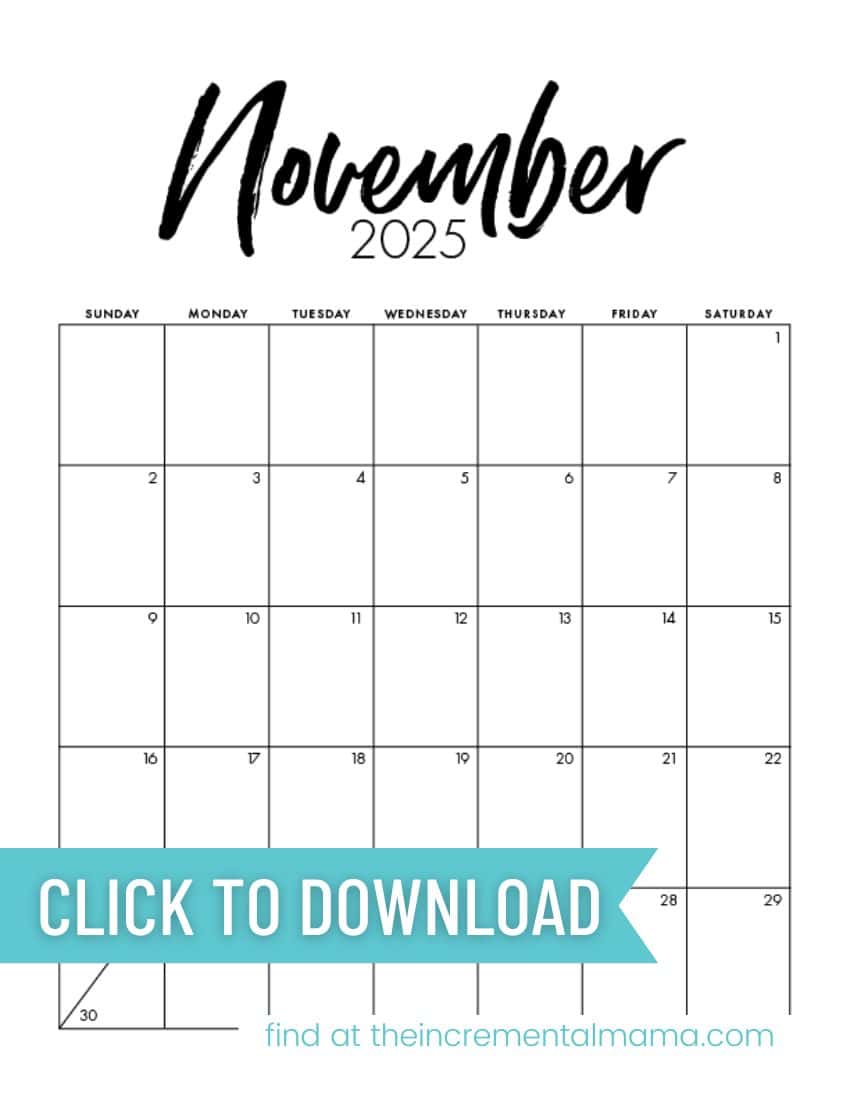 Free Printable 2025 Monthly Calendar Templates - The Incremental Mama