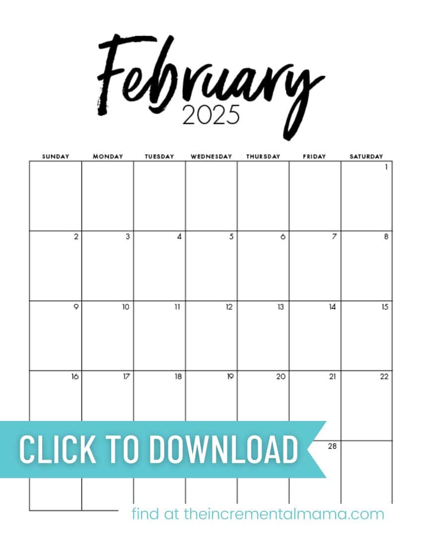 Free Printable 2025 Monthly Calendar Templates - The Incremental Mama