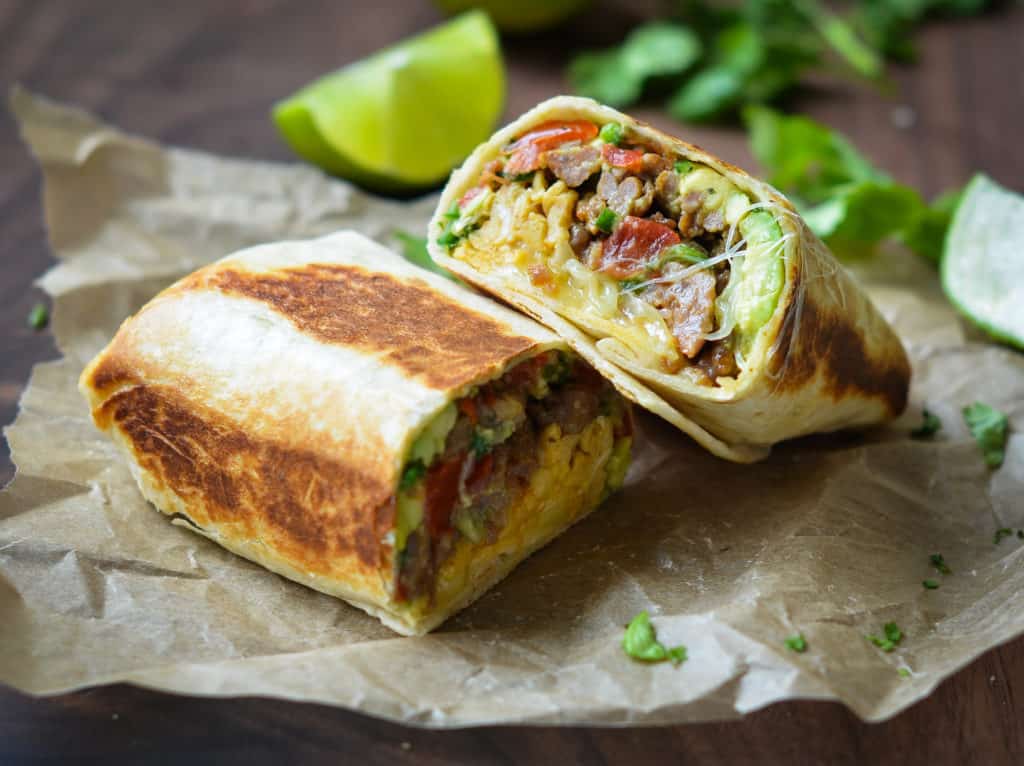 high protein breakfast burrito