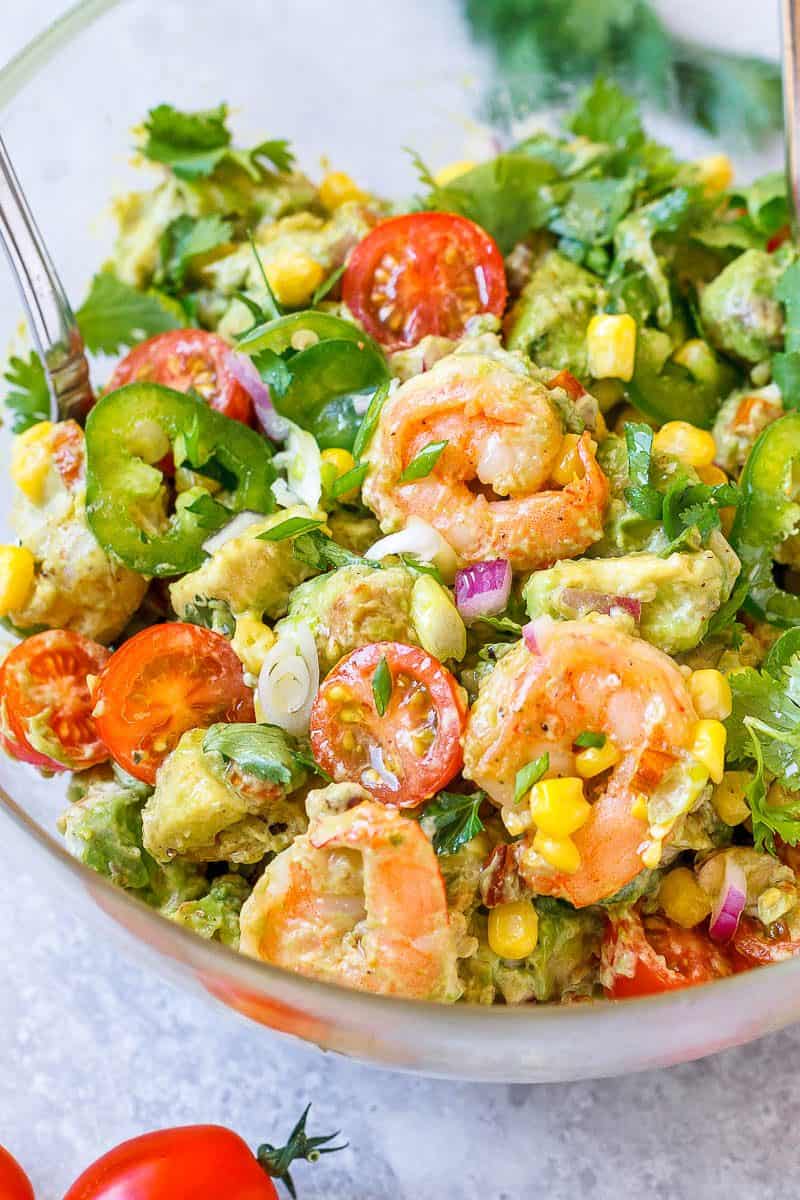 easy healthy summer salad - shrimp avocado 