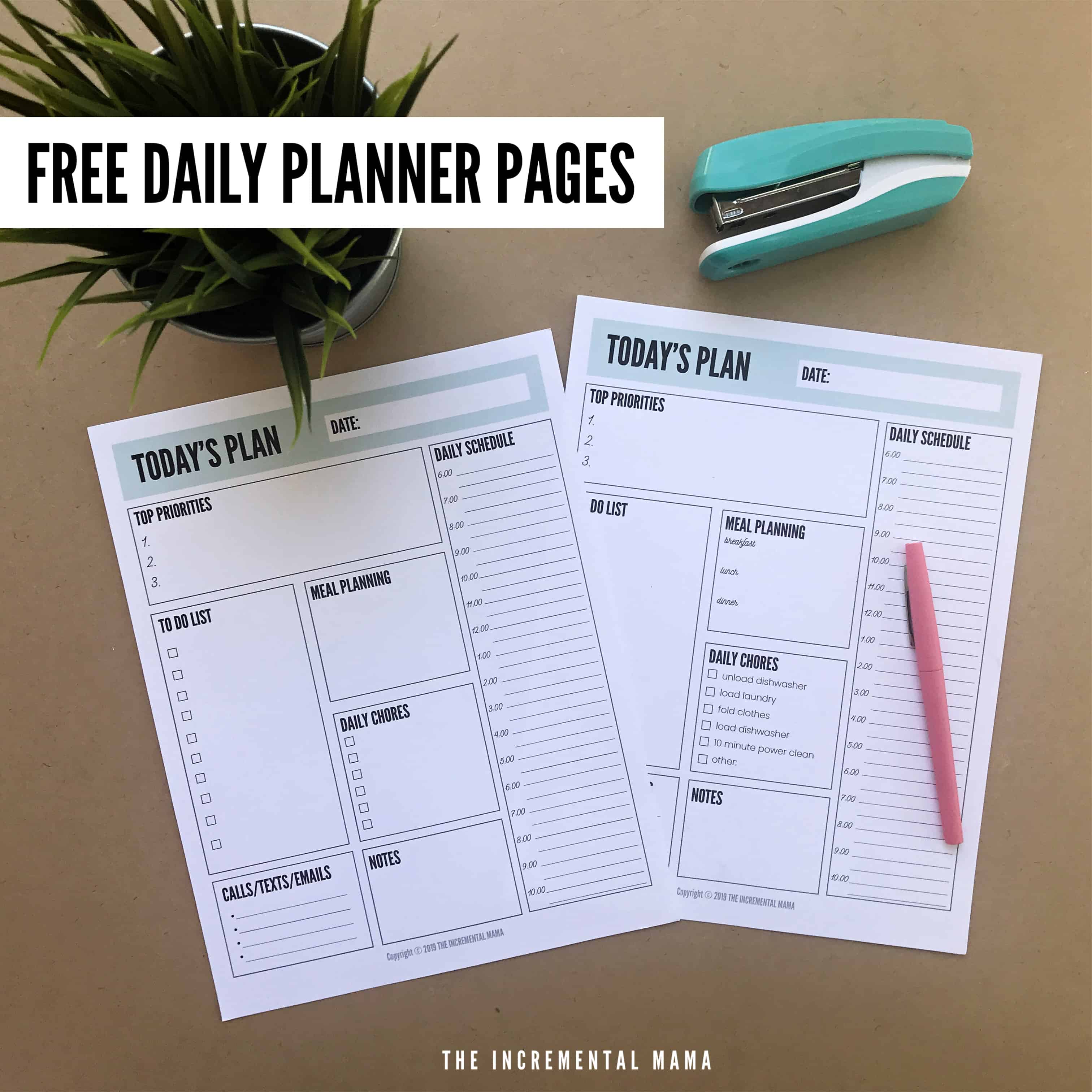 free printable daily planner template 