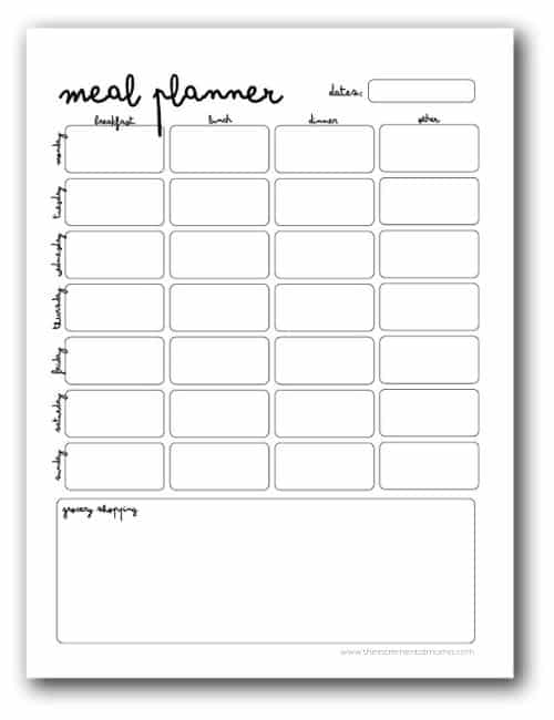 Blank Weekly Menu