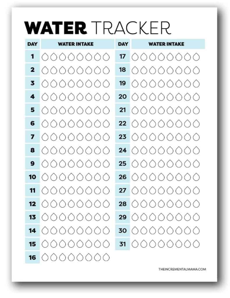 Free Monthly Water Tracker Printable (Meet Your Hydration, 60% OFF