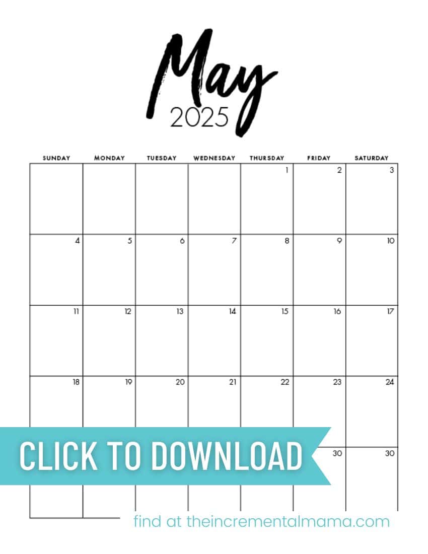 Free Printable 2025 Monthly Calendar Templates - The Incremental Mama