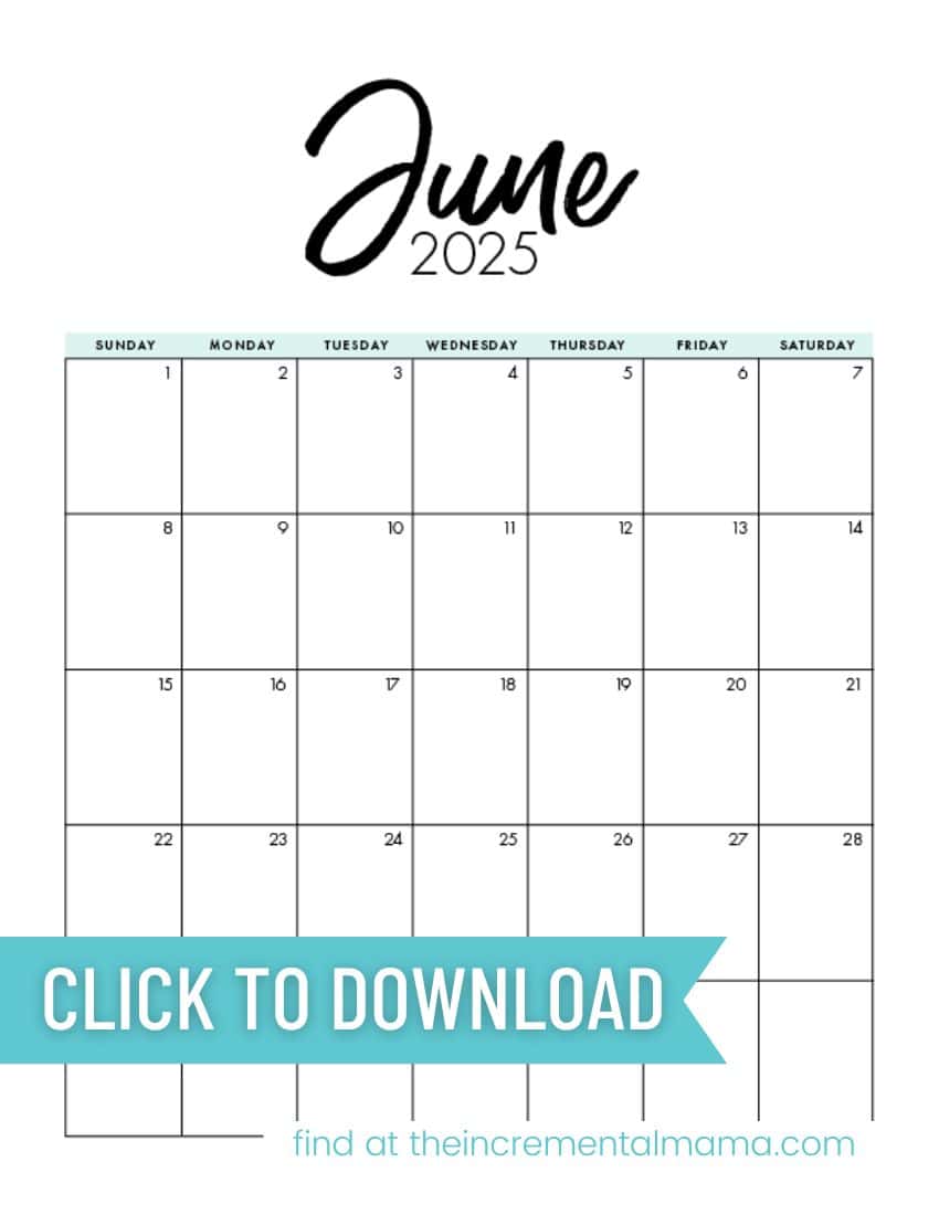 Free Printable 2025 Monthly Calendar Templates - The Incremental Mama