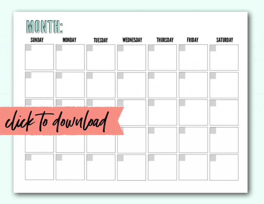 Free Blank Monthly Calendar Template PDF - The Incremental Mama Intended For Blank Calendar Template For Kids