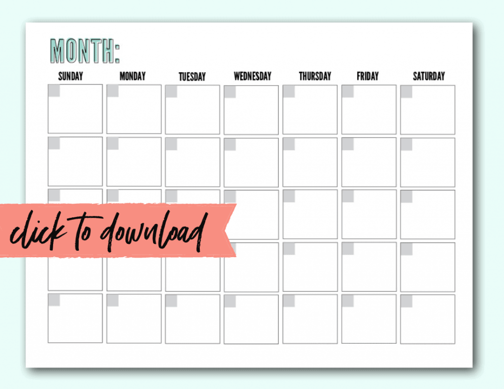 free printable monthly calendar