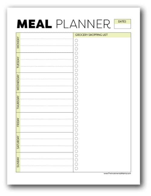 menu plan yellow template
