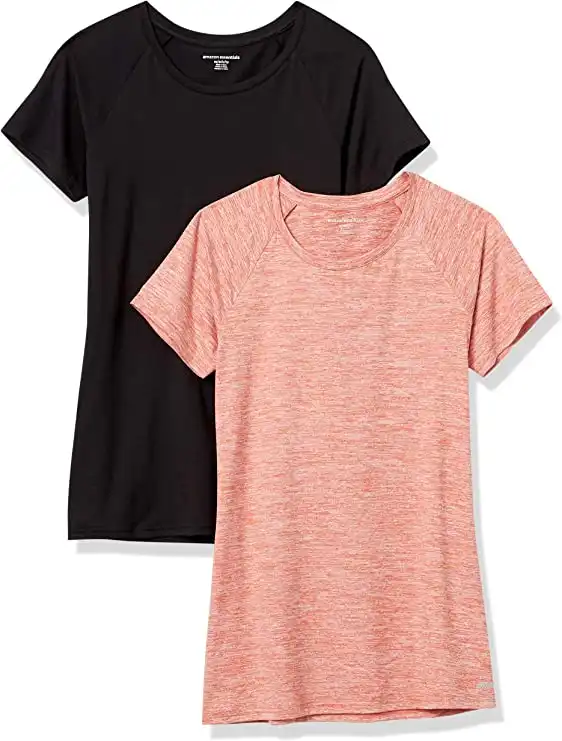 Amazon Essentials Women's Cap-Sleeve Tech Stretch 2-Pack T-Shirt: Clothing