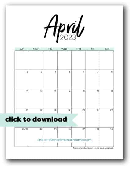2023 april calendar template free printable