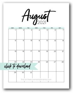 Free 2021 Monthly Calendar Printable PDFs - The Incremental Mama