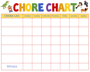 weekly chore chart editable