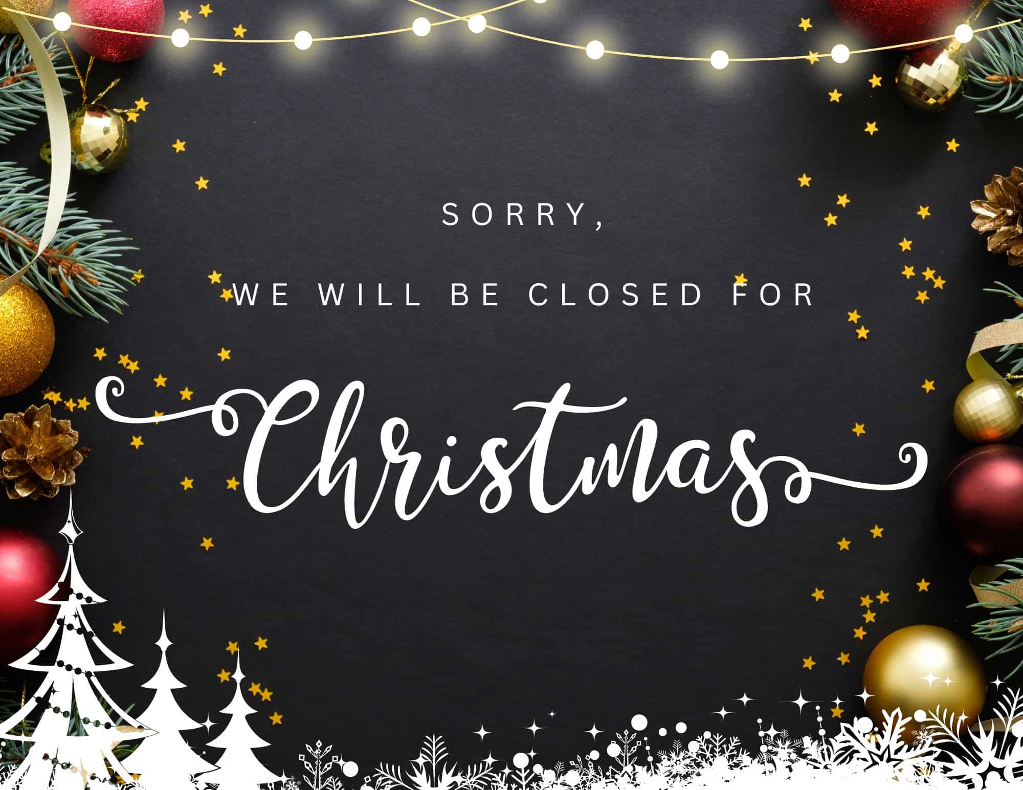 Christmas Closed Sign 2024 - Nata Tammie