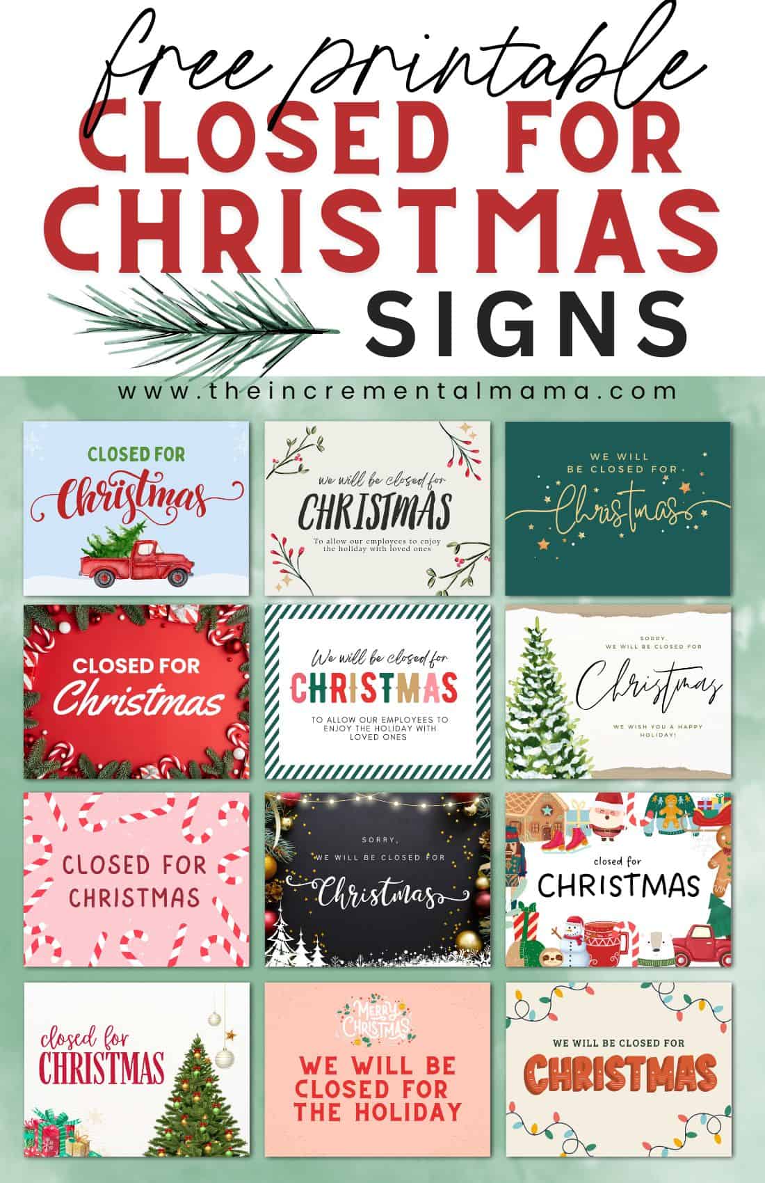 12 Free Printable Closed for Christmas Sign Templates The Incremental