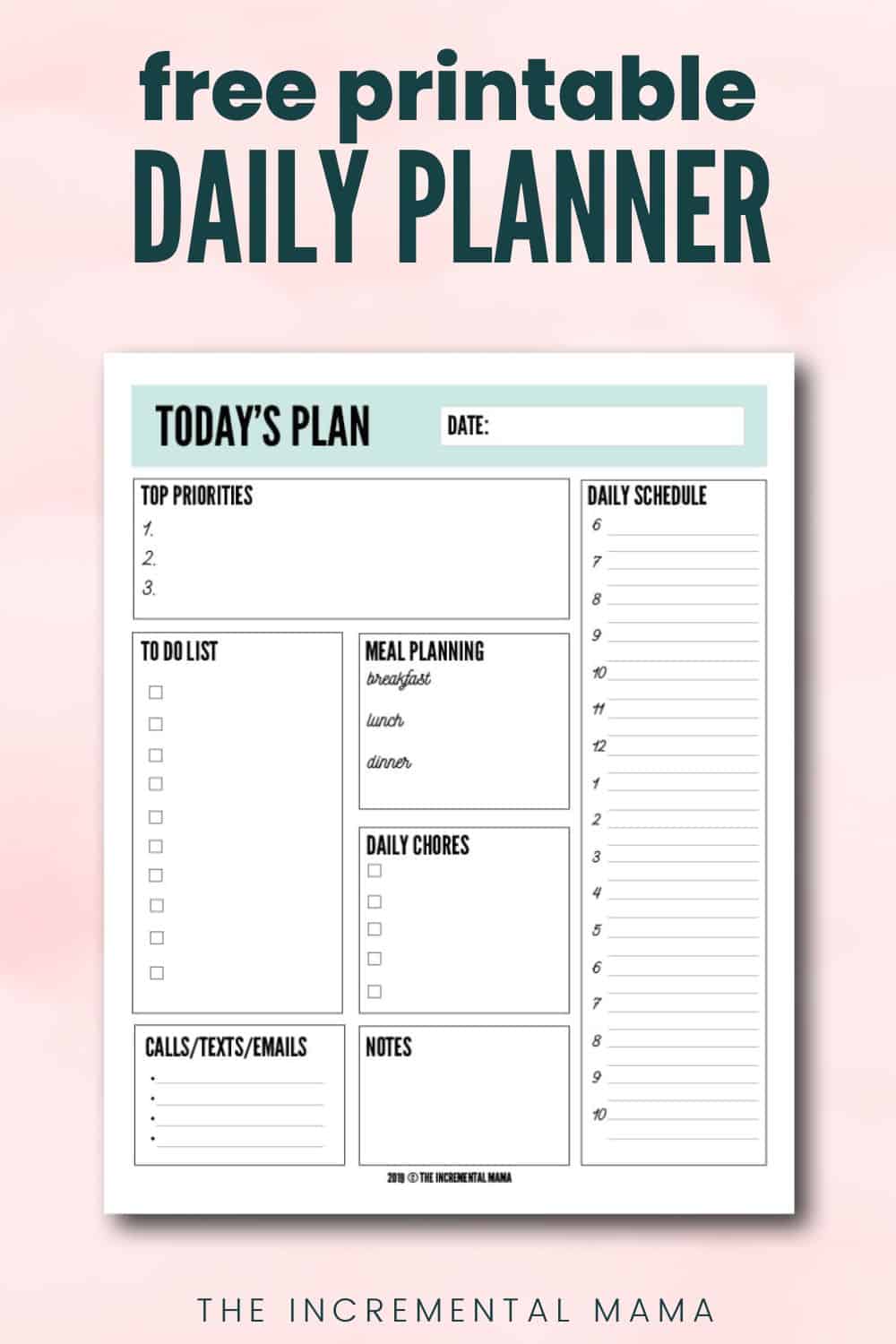 Free Printable Daily Planner Template to Get More Done