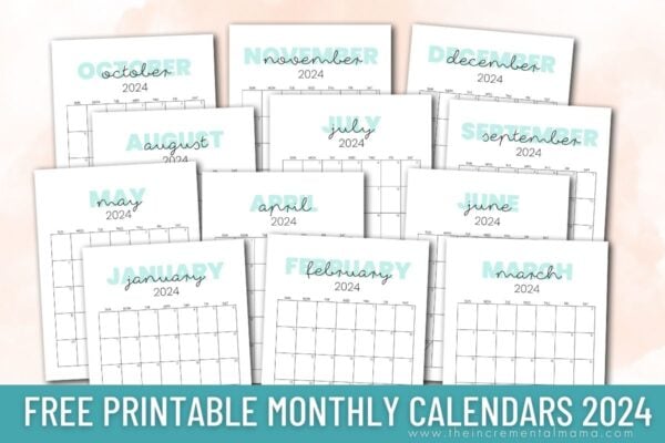 Cute Printable Calendars for 2024 (Free Monthly Templates) - The ...