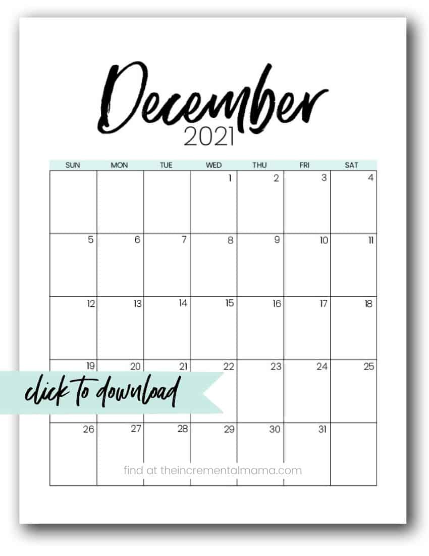 Free 2021 Monthly Calendar Printable PDFs - The Incremental Mama