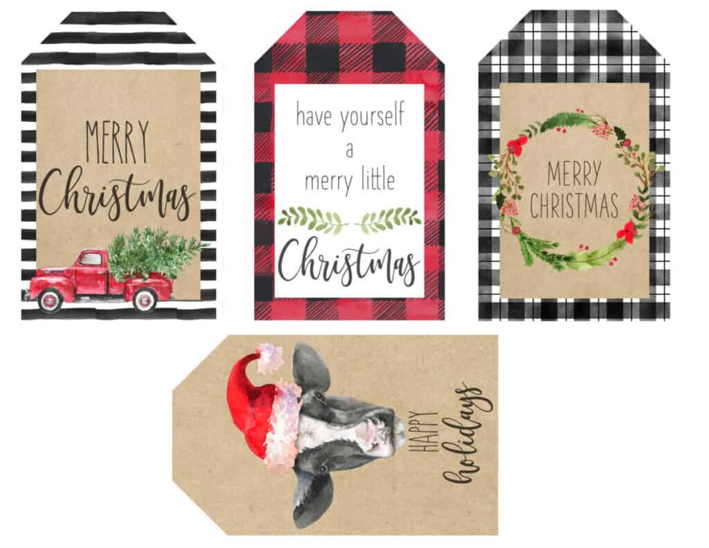 rustic Christmas gift tags template