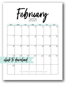 Free 2021 Monthly Calendar Printable PDFs - The Incremental Mama