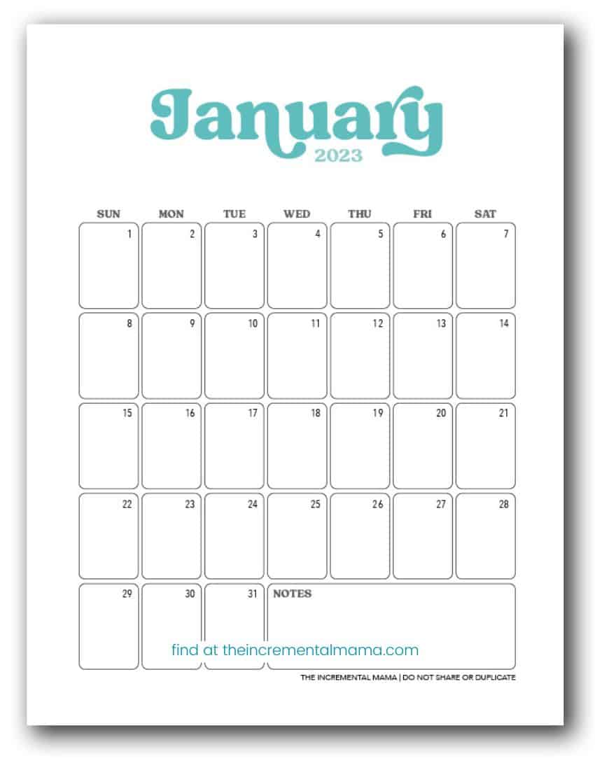 Free Fun Retro 2023 Printable Monthly Calendar Templates