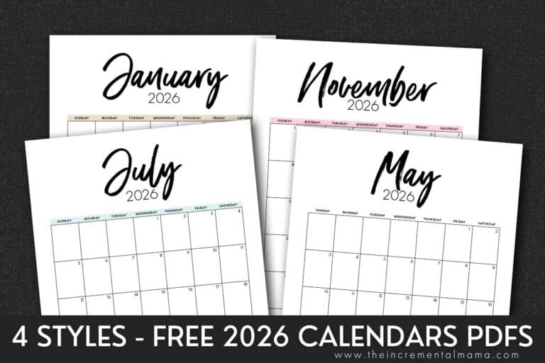 Free Printable 2026 Monthly Calendar Templates (4 Styles) - The ...