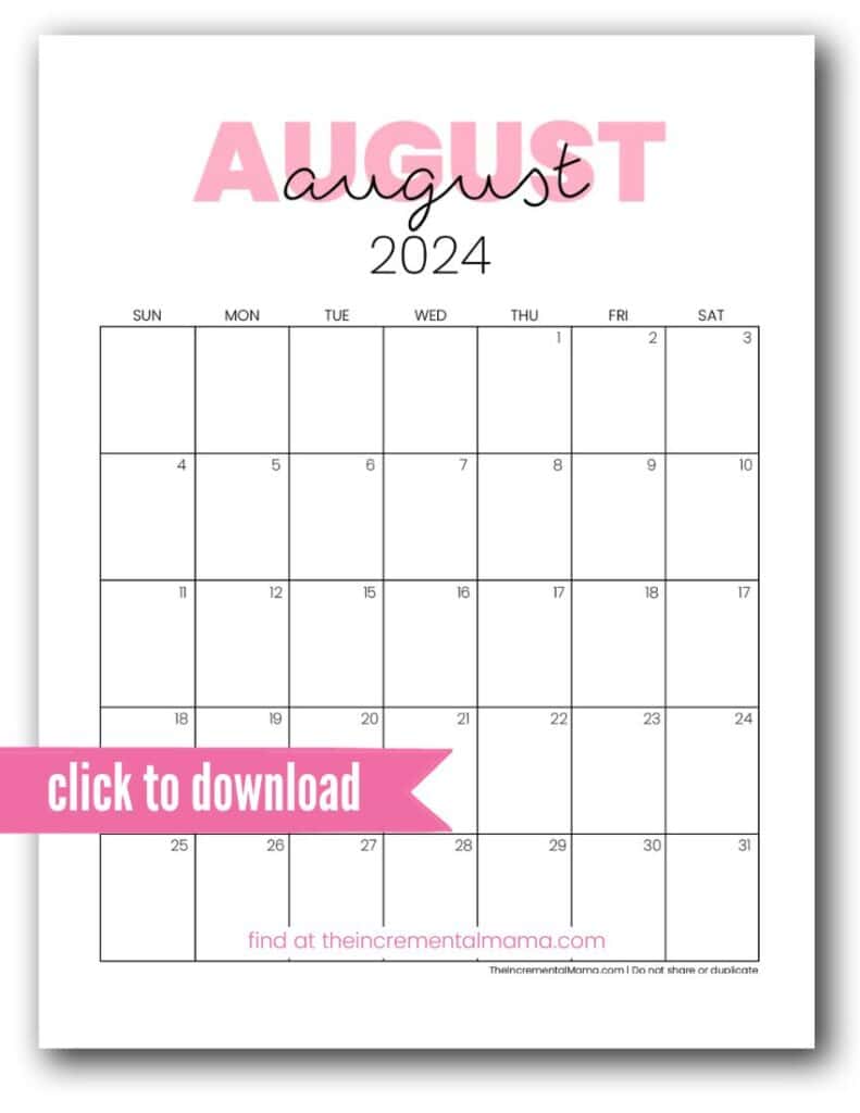 free august calendar