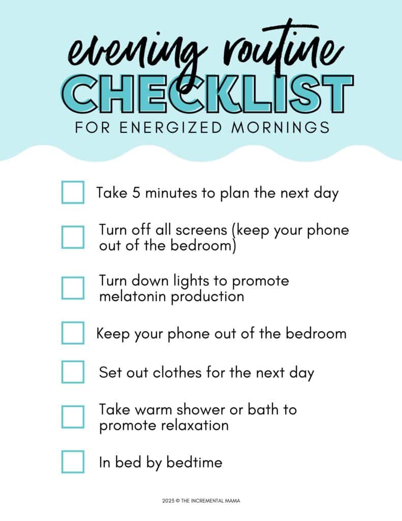 evening routine checklist for adults