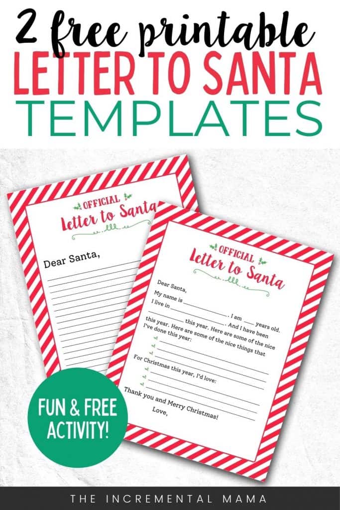 Free Printable Letter To Santa Template For Kids - The Incremental Mama