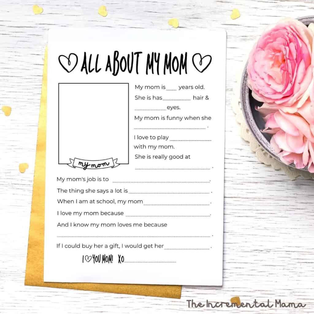 Mothers Day Printable, What I Love About Mom Printable for Kids 