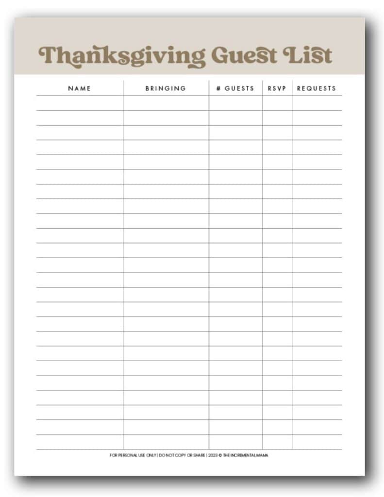 thanksgiving planner guest list template