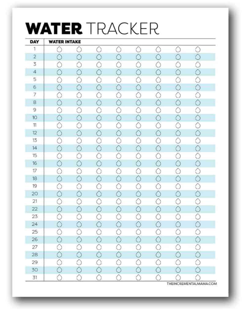 31 day water tracker