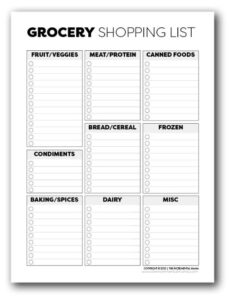 Free Printable Weekly Meal Planner & Grocery List