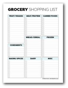 Free Printable Weekly Meal Planner &amp; Grocery List