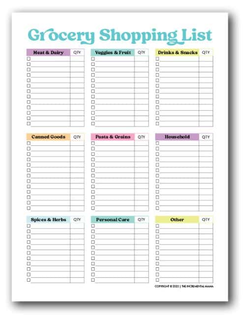 Free Printable Weekly Meal Planner & Grocery List