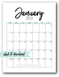 Free 2021 Monthly Calendar Printable PDFs - The Incremental Mama