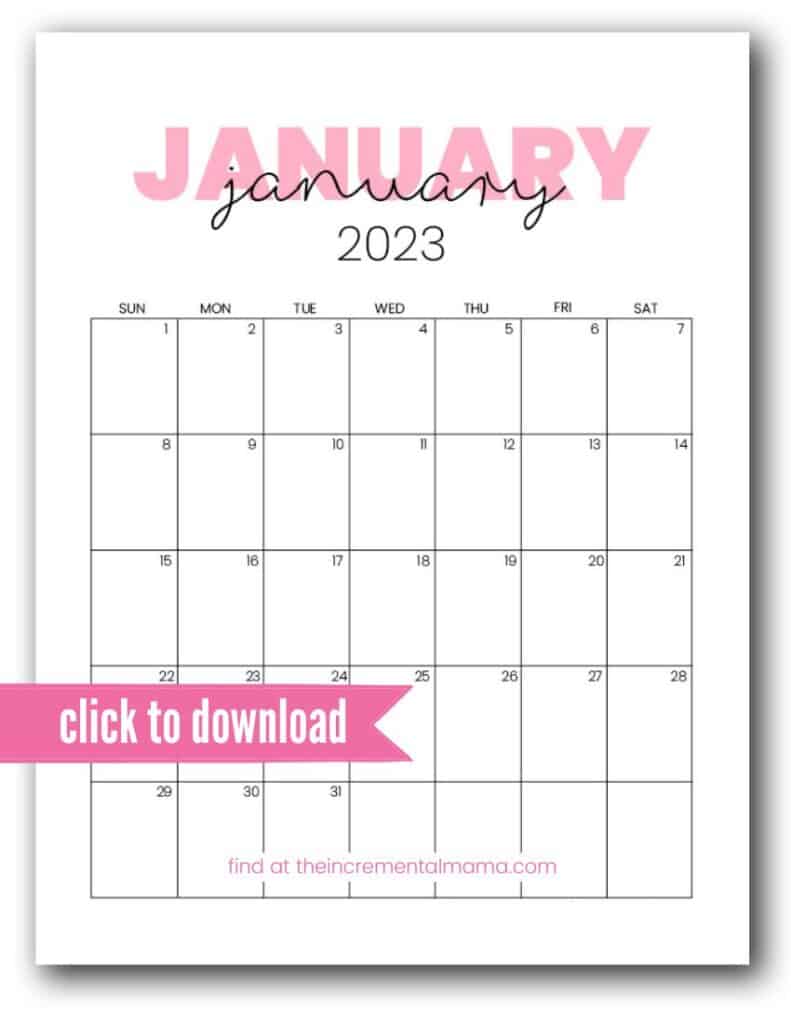 pink calendar 2023