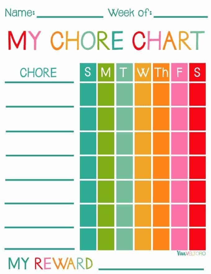 weekly chore chart editable