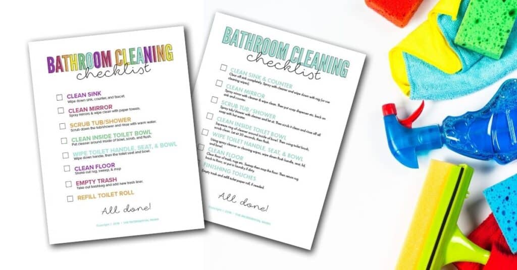 free printable bathroom cleaning checklist for kids