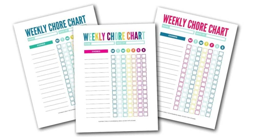 chore chart template for kids