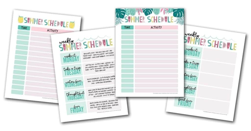 summer schedule templates