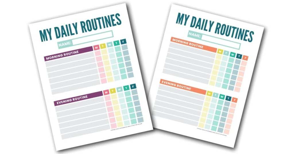 free printable routine chart