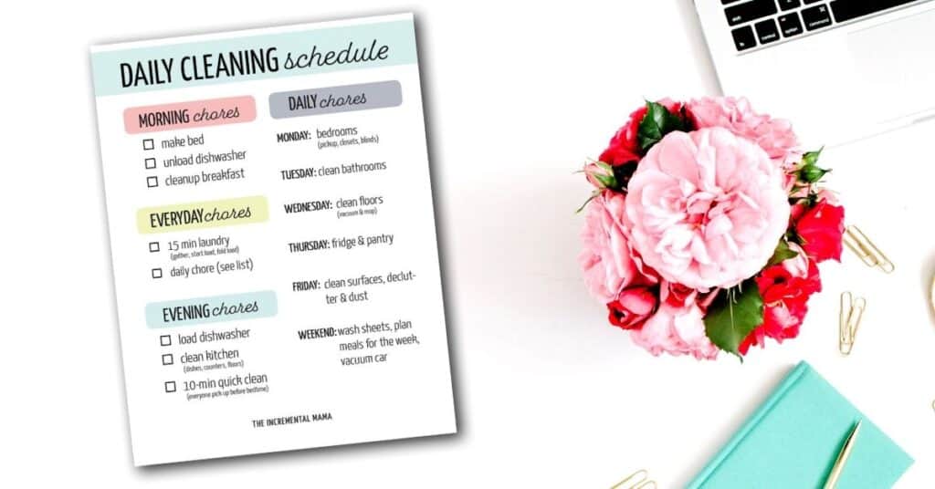 realistic cleaning schedule printable