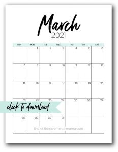 Free 2021 Monthly Calendar Printable PDFs - The Incremental Mama