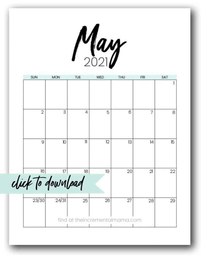 Free 2021 Monthly Calendar Printable Pdfs The Incremental Mama 3081