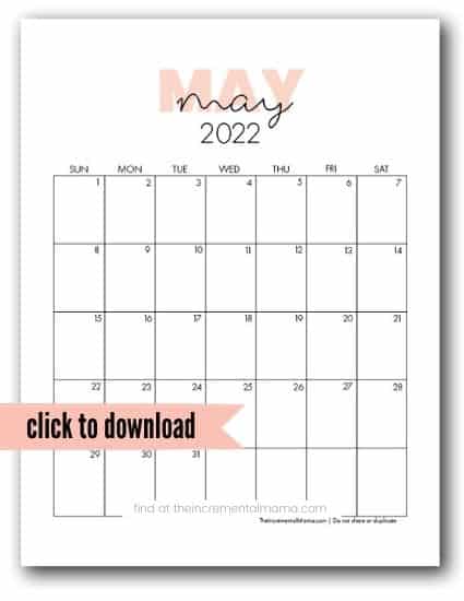 minimalist pink calendar