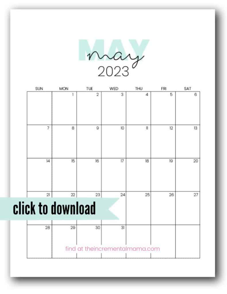 2023 printable monthly calendar may